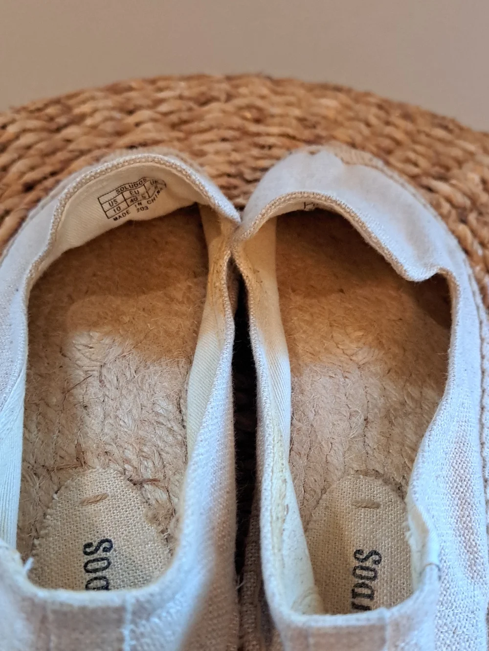 Soludos Womens The Spritz Embroidered Beige Canvas Espadrille Smoking Loafers 10